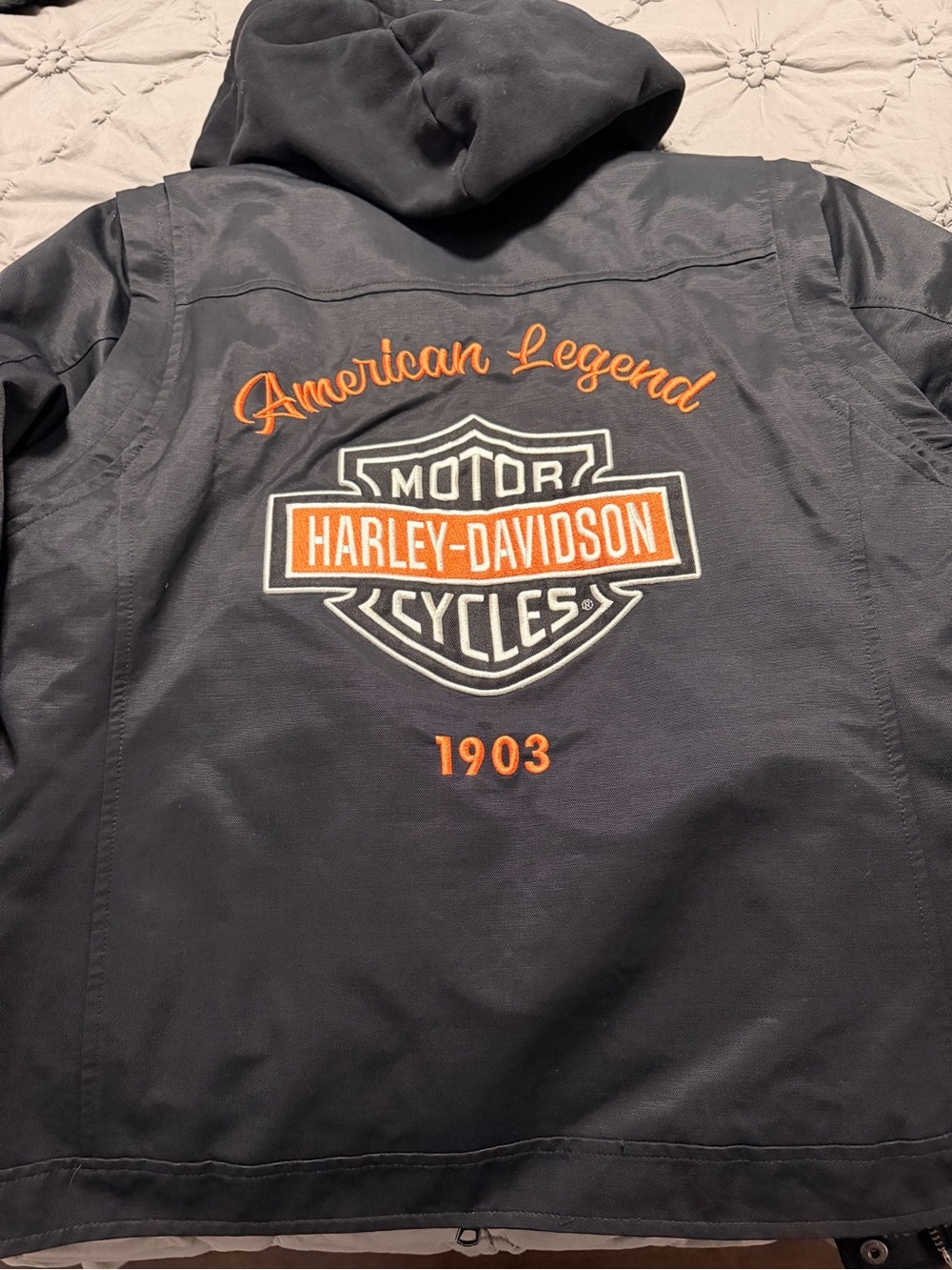 Harley-Davidson Women’s Black Hooded Jacket with Orange Logo